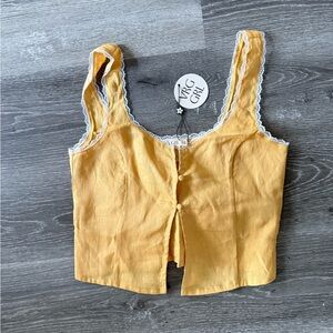 NWT VRG GRL Yellow Lace-Trimmed Top